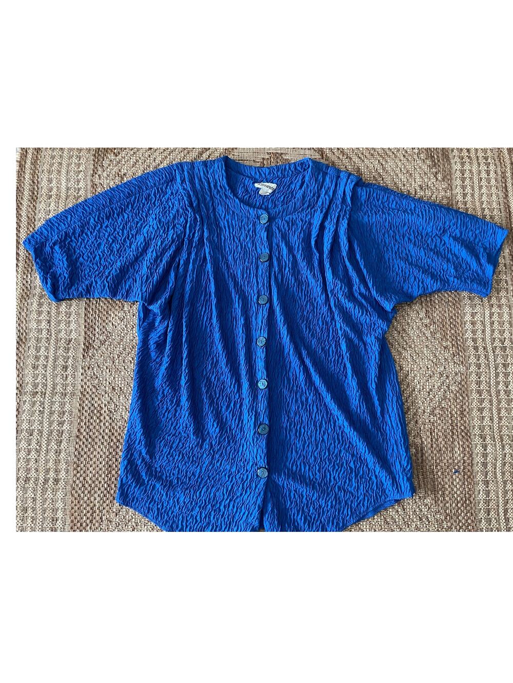 Vtg. RICCARDO Electric Blue Crinkle fabric Swing Coat